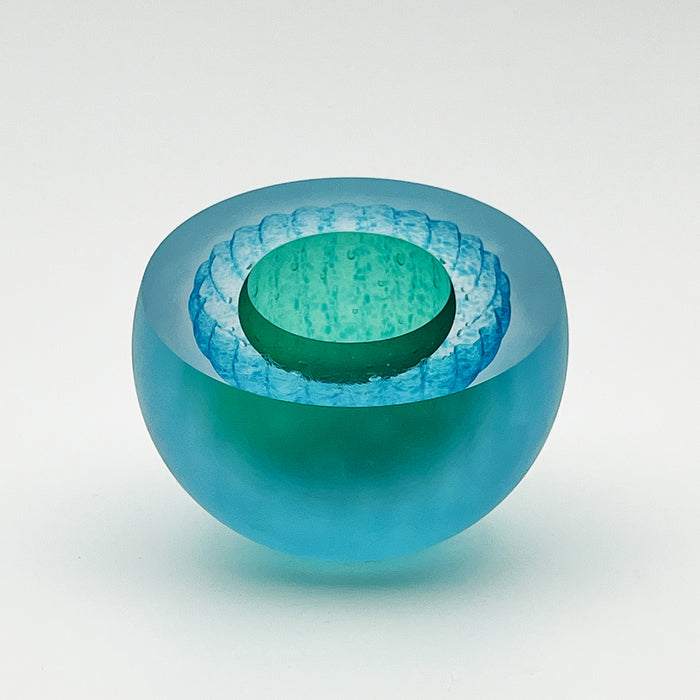 Frosted Daisy Double Bubble in Jade/Copper Blue