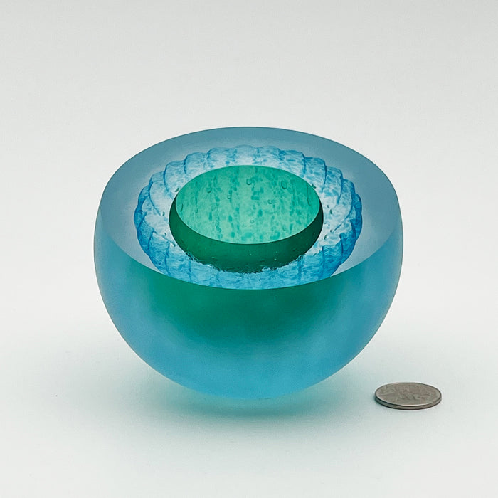 Frosted Daisy Double Bubble in Jade/Copper Blue