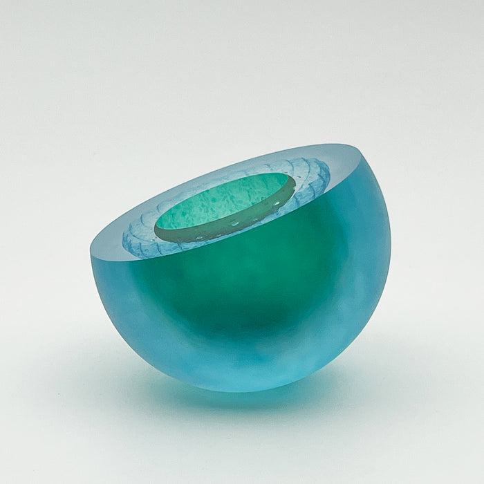 Frosted Daisy Double Bubble in Jade/Copper Blue